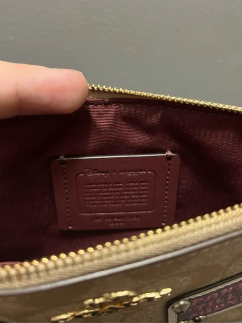 Coach Gold Metallic Wristlet with Party Till Midnight Patch